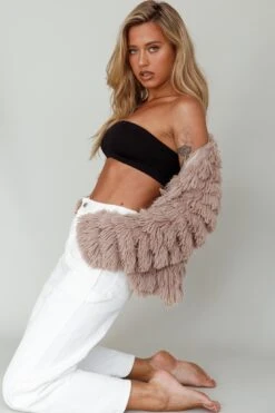 Montana Shaggy Faux Fur Jacket Camel -Selfie Leslie Shop 62512BCAMEL 1