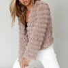 Montana Shaggy Faux Fur Jacket Camel -Selfie Leslie Shop 62512BCAMEL 3