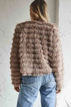 Montana Shaggy Faux Fur Jacket Camel -Selfie Leslie Shop 62512b camel 3