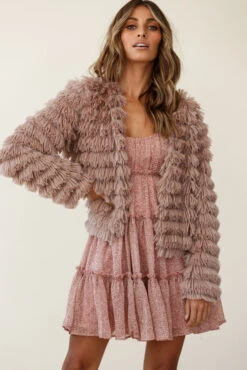 Montana Shaggy Faux Fur Jacket Camel -Selfie Leslie Shop 62512b camel 27268b blush leopard 190903sl0970