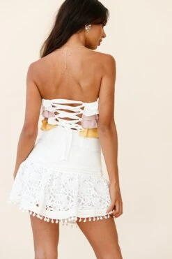 Adrielle Lace Detail Fluted Hem Mini Skirt White -Selfie Leslie Shop 62630D WHITE 2