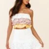 Adrielle Lace Detail Fluted Hem Mini Skirt White -Selfie Leslie Shop 62630D WHITE 3