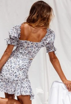 Leona Frill Trim A-Line Skirt Leopard Print Pink -Selfie Leslie Shop 62654B03 B PINK LEOPARD 6