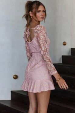 Hali Long Sleeve Surplice Neckline Lace Dress Blush 10 Hali Long Sleeve Surplice Neckline Lace Dress Blush -Selfie Leslie Shop 62673DC01BLUSH 3