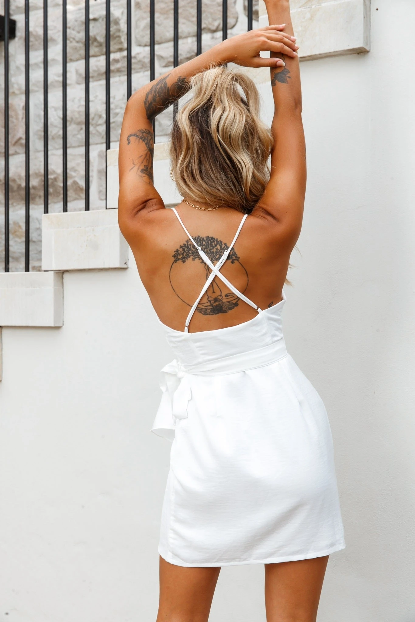 Medellin Gathered Detail Side-Tie Wrap Dress White 5 Medellin Gathered Detail Side-Tie Wrap Dress White - Image 3