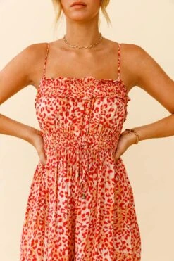 Weekend Escape Cami Strap Drawstring Jumpsuit Animal Print Orange -Selfie Leslie Shop 62876D04 ORANGE 4