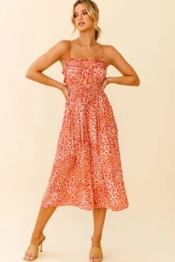 Weekend Escape Cami Strap Drawstring Jumpsuit Animal Print Orange -Selfie Leslie Shop 62876D04 ORANGE 6