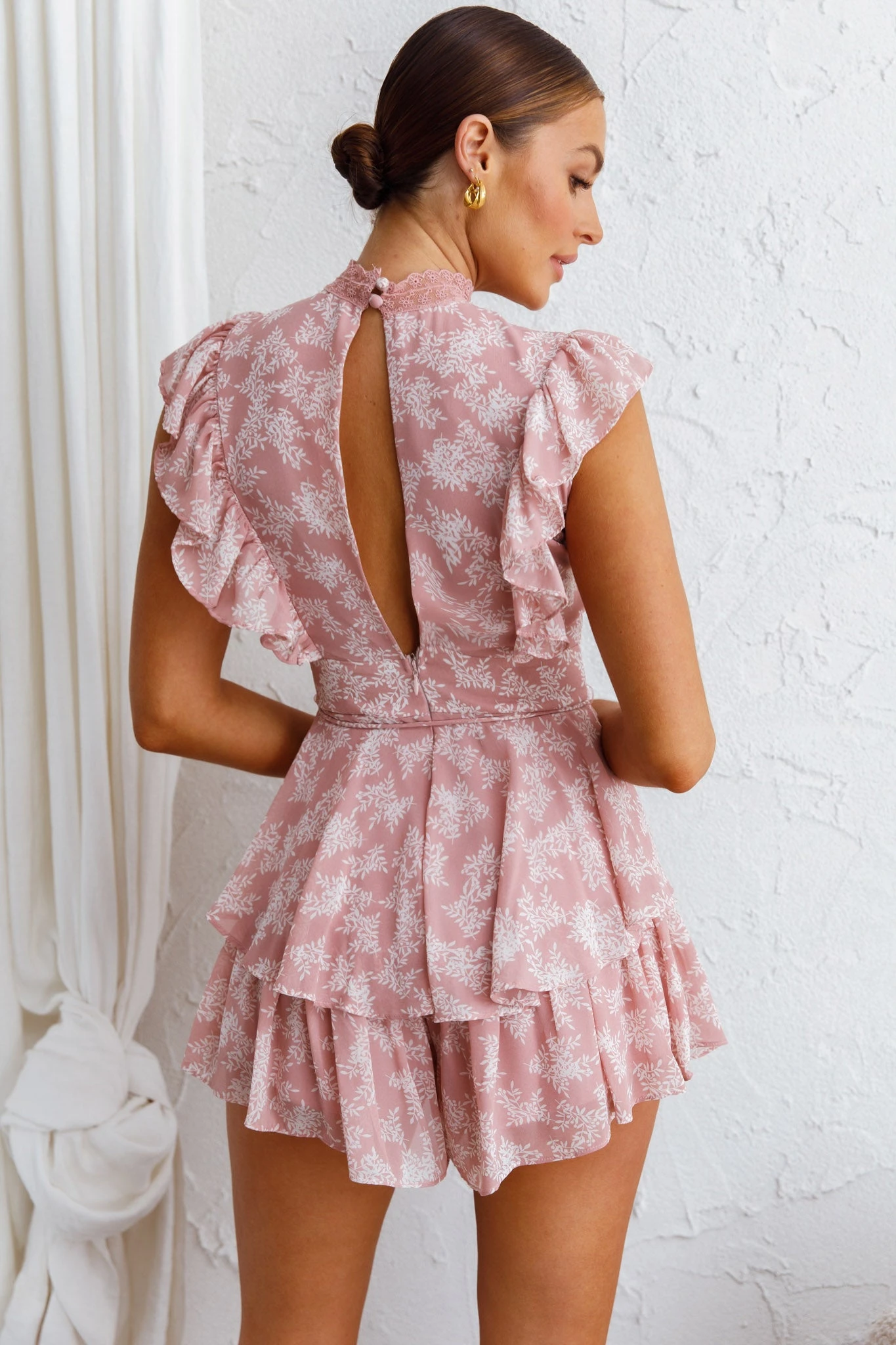 Nellie Lace Bust High Neck Romper Floral Blush 4 Nellie Lace Bust High Neck Romper Floral Blush - Image 2