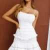 Perfect Timing Pleated Frill Trim Mini Dress White -Selfie Leslie Shop 62937DS03 20WHITE 1