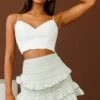 Perfect Timing Pleated Waist Frill Trim Mini Skirt Sage