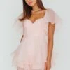Aphrodite Angel Sleeve Layered Romper Pink -Selfie Leslie Shop 62969DS07 20PINK 1
