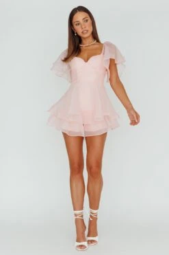 Aphrodite Angel Sleeve Layered Romper Pink -Selfie Leslie Shop 62969DS07 20PINK 2