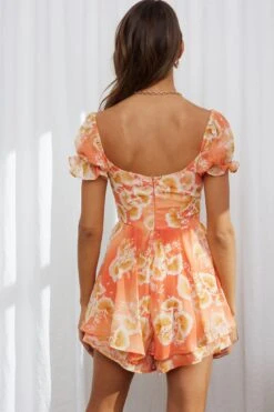 Sweet Romance Puff Sleeve Romper Watercolor Print Rust 10 Sweet Romance Puff Sleeve Romper Watercolor Print Rust -Selfie Leslie Shop 63244J04 20RUST 3