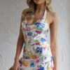 Champagne Showers Halterneck Slip Mini Dress Sequin Floral White -Selfie Leslie Shop 63258b12 white 1