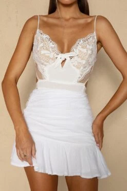 Arianne Tied Bust Lace Bodysuit White -Selfie Leslie Shop 63259B 20WHITE 4