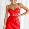 Trophy Lace Bodice Sweetheart Neckline Mini Dress Red -Selfie Leslie Shop 63273J RED 1