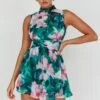 Mandalay High Neck Sleeveless Dress Floral Green 1 Mandalay High Neck Sleeveless Dress Floral Green -Selfie Leslie Shop 63281H05 20GREEN 1