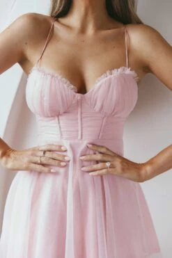 Smitten Sweetheart Neckline Chiffon Mini Party Dress Blush -Selfie Leslie Shop 63309J 20BLUSH 4