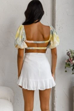 Just A Glimpse Puff Sleeve Open Back Bodysuit Tie-Dye Yellow/Pink -Selfie Leslie Shop 63310JYELLOW PINK 3