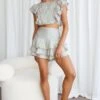Wild And Free Pintuck Pleat And Layered Ruffle Shorts Pistachio -Selfie Leslie Shop 63362D S PISTACHIO 1