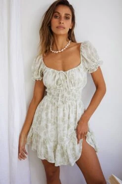 Amilie Shirred Waist Sundress Floral Mint -Selfie Leslie Shop 63405J02 20MINT 4