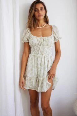 Amilie Shirred Waist Sundress Floral Mint -Selfie Leslie Shop 63405J02 20MINT 7