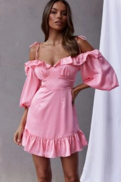 Ode To Love Sweetheart Neckline Balloon Sleeve Dress Pink -Selfie Leslie Shop 63454B01 PINK 5