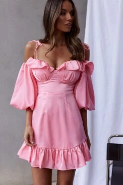 Ode To Love Sweetheart Neckline Balloon Sleeve Dress Pink -Selfie Leslie Shop 63454B01 PINK 7