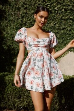 You're So Magic Cut-Out Mini Dress Floral Peach -Selfie Leslie Shop 63509B 20PEACH 4