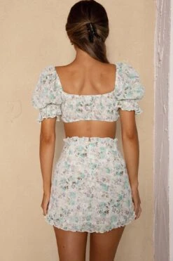 April Flowers Frill Mini Skirt Floral Green -Selfie Leslie Shop 63605J S 20GREEN 7