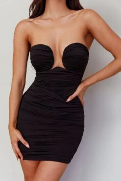 Roma U-Neckline Ruched Mini Dress Black 13 Roma U-Neckline Ruched Mini Dress Black -Selfie Leslie Shop 63825J01 20BLACK 4