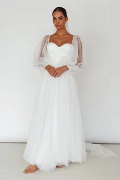 Fairytale Dream Sheer Sleeve Maxi Dress White