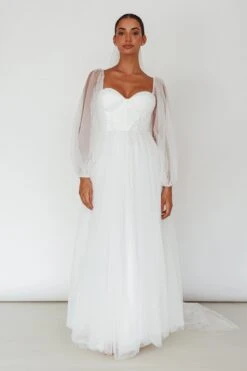 Fairytale Dream Sheer Sleeve Maxi Dress White -Selfie Leslie Shop 63830BS01 20WHITE 2