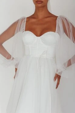 Fairytale Dream Sheer Sleeve Maxi Dress White -Selfie Leslie Shop 63830BS01 20WHITE 4