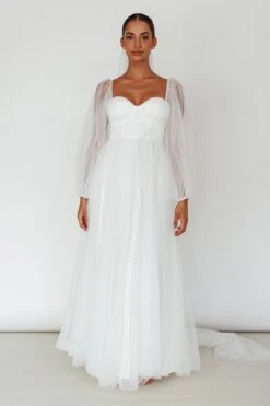 Fairytale Dream Sheer Sleeve Maxi Dress White -Selfie Leslie Shop 63830BS01 20WHITE 7