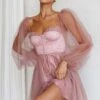 Fairytale Dream Sheer Sleeve Mini Dress Rose -Selfie Leslie Shop 63830B 20ROSE 1