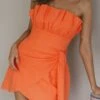 Sunkissed Faux Wrap Mini Dress Orange -Selfie Leslie Shop 63896B 20ORANGE 1