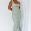 Nadia Ruched Fishtail Maxi Dress Pistachio 2 Nadia Ruched Fishtail Maxi Dress Pistachio -Selfie Leslie Shop 63963HPISTACHIO 1