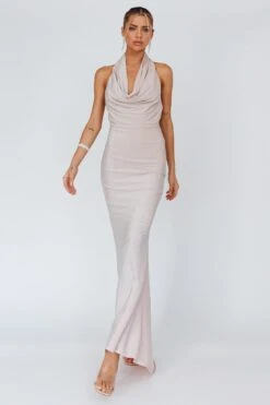 Soleil Moon Halterneck Maxi Dress Sparkle Blush -Selfie Leslie Shop 64210H 20BLUSH 5
