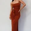 Serenade Me Square Neckline Side Split Midi Dress Cinnamon 1 Serenade Me Square Neckline Side Split Midi Dress Cinnamon -Selfie Leslie Shop A0154JS06 20CINNAMON 1