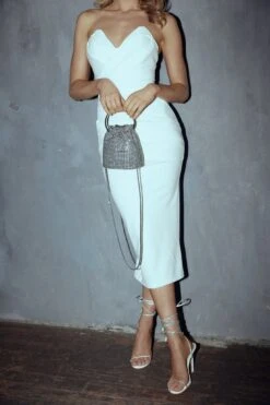 Fifth Avenue Diamante Bucket Bag Silver -Selfie Leslie Shop BG00031 20SILVER 2