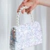 Wonderland Pearl & Sequin Purse White 2 Wonderland Pearl & Sequin Purse White -Selfie Leslie Shop BG00036 20WHITE 1