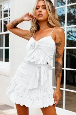 Heartland Bow Tie Bust Top White -Selfie Leslie Shop CM0635B T WHITE 5