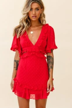 My Belle Cut-Out Detail Frill Accent Dress Red 15 My Belle Cut-Out Detail Frill Accent Dress Red -Selfie Leslie Shop CM0667B02 RED 6