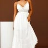 Desert Rose Crochet Tie-Up Back Maxi Dress White -Selfie Leslie Shop CM0781B WHITE 1