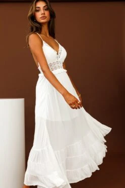 Desert Rose Crochet Tie-Up Back Maxi Dress White -Selfie Leslie Shop CM0781B WHITE 6