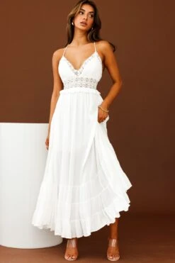 Desert Rose Crochet Tie-Up Back Maxi Dress White -Selfie Leslie Shop CM0781B WHITE 8