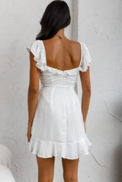 Thinkin' Bout You Ruffle Trim Waist-Tie Dress White -Selfie Leslie Shop CM0894DS04WHITE 6