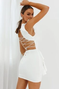 Seanna Cascading Ruffle Feature Strappy Back Dress White 14 Seanna Cascading Ruffle Feature Strappy Back Dress White -Selfie Leslie Shop CM0948B WHITE 5