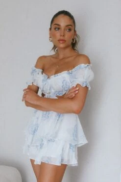 Fancy Free String Tie Cut-Out Waist Romper Floral Blue 15 Fancy Free String Tie Cut-Out Waist Romper Floral Blue -Selfie Leslie Shop CM1112B 20BLUE 7